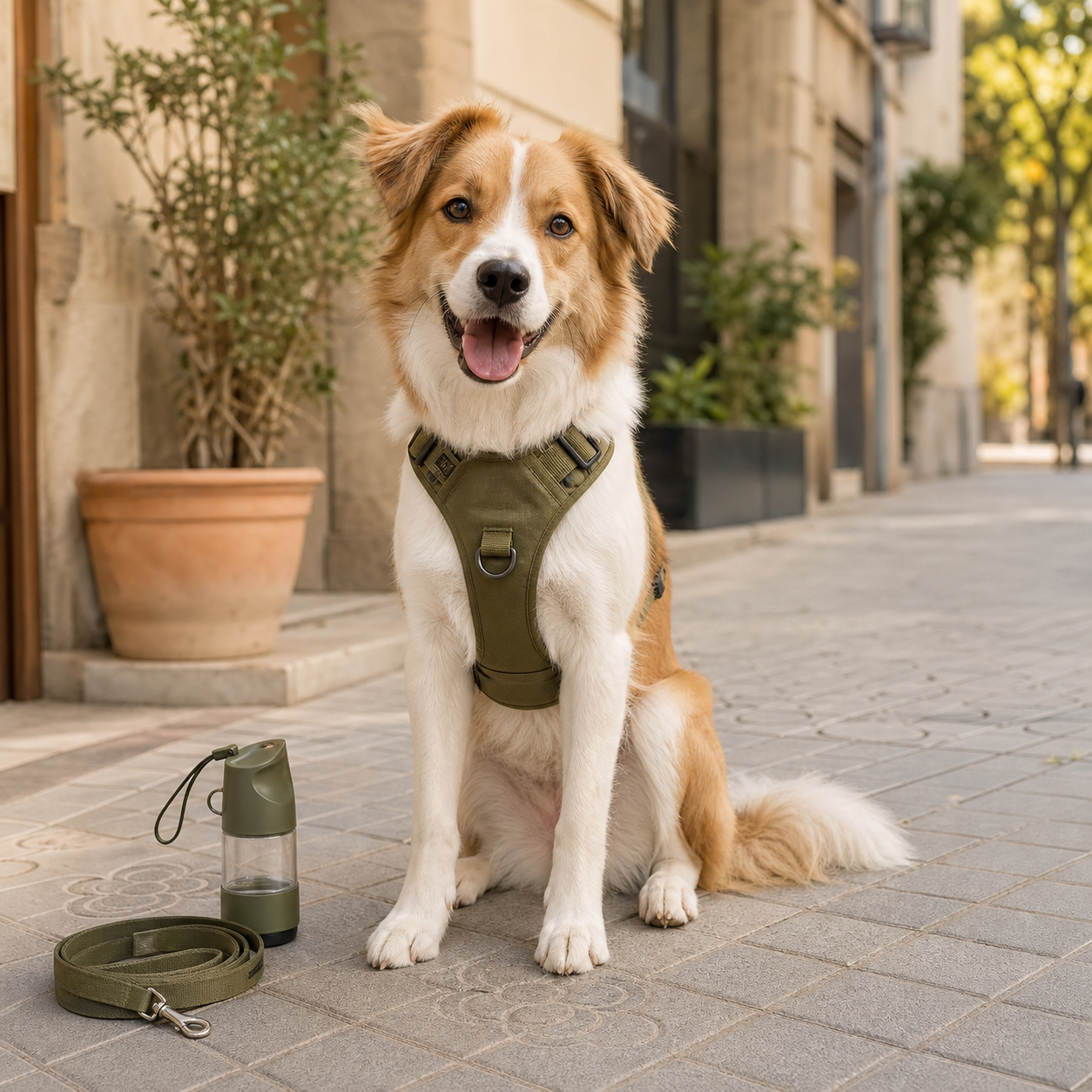 Promenade urbaine avec un chien à Barcelone