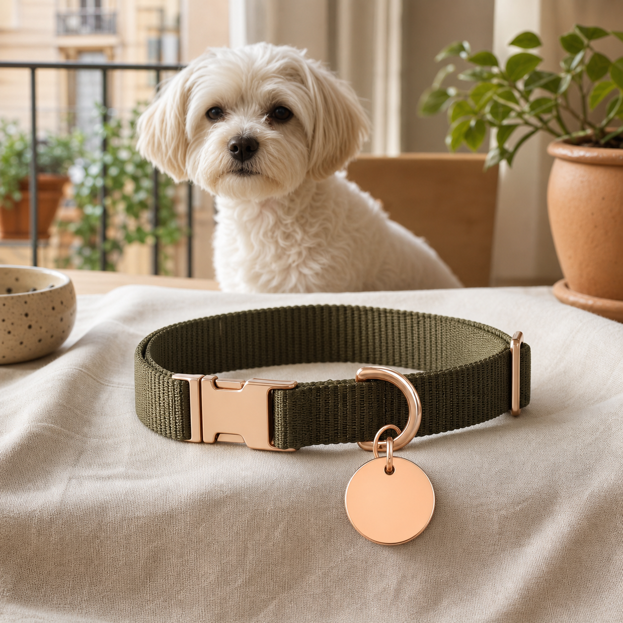 Collar con placa de identificación para perro